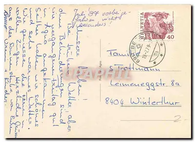 Agno — widok miasta, lotnisko i jezioro — wydawca nieznany — Rewers