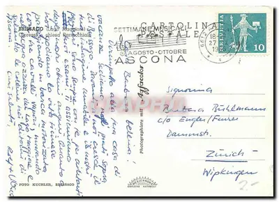 Brissago — kościół i jezioro Leman — Cartoline Musicali — Rewers