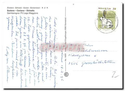 Gambarogno — widok na jezioro Côme — wydawnictwo Karl Engelberger, n° 10641 — Rewers