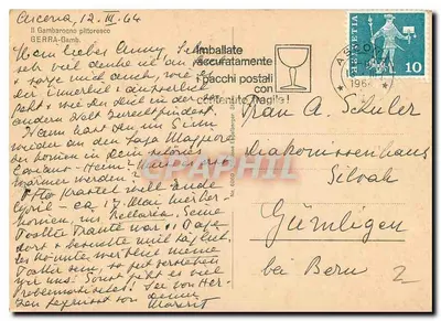 Lacowy wieś z górami — Włochy — wydawca nieznany, numer seryjny nie widoczny — Rewers