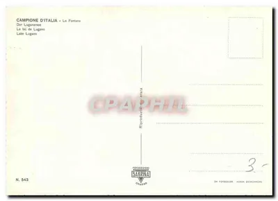 Fonte de Campione d'Italie — Lago de Lugano — Editora Sabrina, n° 543 — Verso