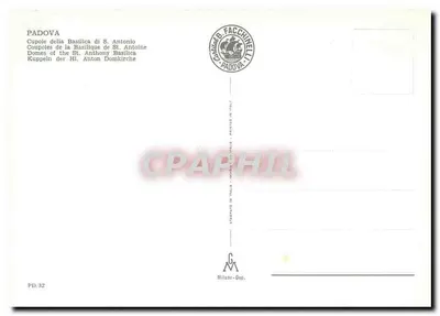 Padova — Domy katedry św. Antoniego — wydawca C. Facchietti, Mediolan — Rewers