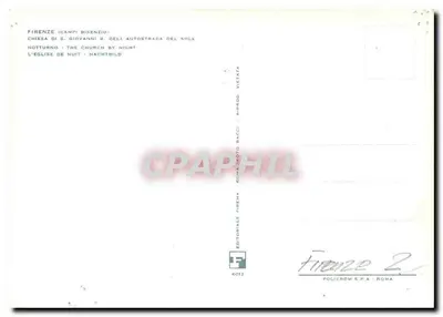 Kościoł św. Jana B. Autostrady Słońca — Florenca, Campi Bisenzio — Wydawca: Editoriale Firenze, n° 6012 — Rewers