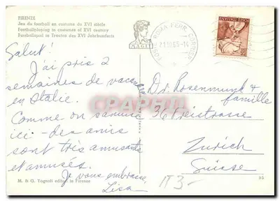 Voetbalwedstrijd in kostuum van de 16e eeuw — Florence — M. & G. Tognoli, Firenze — Achterkant