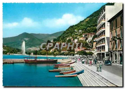 Como - Lungolago — vista do lago com barcos e montanhas — Riproduzione Colorprint A. Pregua Milano
