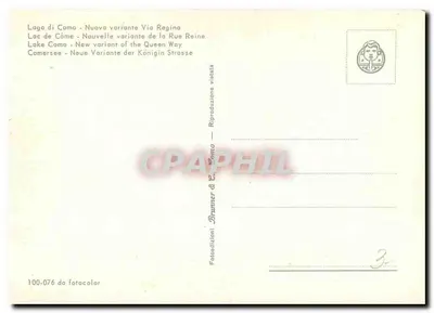 Jezioro Como — Nowa wersja Via Regina — Brummer & C. Como n°100-076 — Rewers