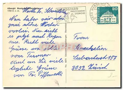 Monte Generoso — 1704 m — Wydawnictwo Edizione Storiche nr 6074 — Rewers