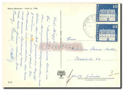 Monte Generoso - Vetta m. 1704 — wydawca Sabrina, seria 8-01 — Rewers