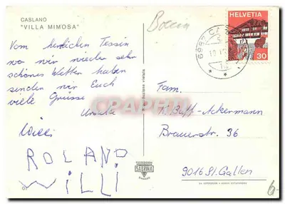 Caslano - Villa Mimosa — editor Fotodizioni Sagrina, n° 6 — Verso