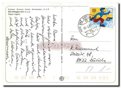 Monte Brè — panoramiczny widok i kamienne wiosko — Wydawnictwo 8861 — Rewers