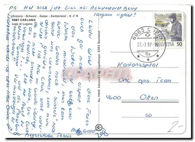 Caslano — widok panoramiczny i szczegóły jeziora — Wydanie N. 11605 — Rewers