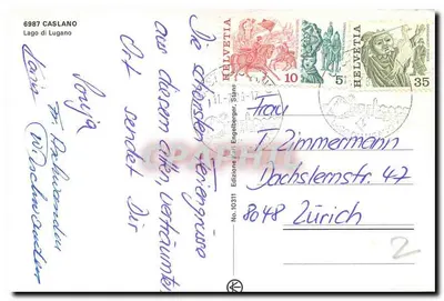 Caslano — widok panoramiczny i szczegóły architektoniczne — Edizione KAI Engelberger, nr 10311 — Rewers