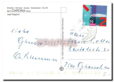 Dziedziniec domu w Carona — suszone banany i osły — Wydawnictwo Karl Engelberger, n° 15698 — Rewers