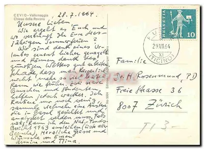 Cevio - Vallemaggia — Kościół Rovana — Wydanie Engelberger, nr 5904 — Rewers