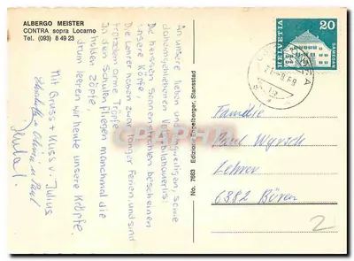 Vista aérea de Contra sopra Locarno — Edição Engelberger, n° 7863 — Verso