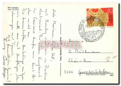 Corippo — Vale de Verzasca — Foto Garbani, n° 6611 — Verso