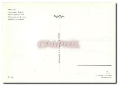Sanremo — Panorama i Kasyno — P. Marzari S.R.L. Schio, nr 361 — Rewers