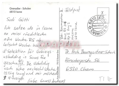 Wybory wojskowe — Grenadierzy — Isone — Poczta wojskowa — Rewers