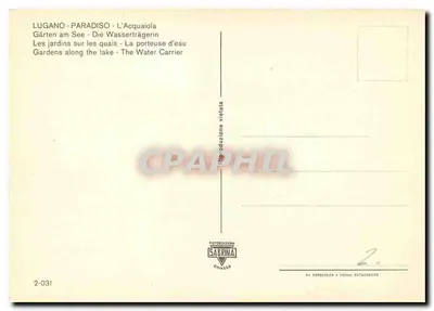 Lugano - Paradiso - L'Acquaiola — Kobieta nosząca wodę — wydawca Sabrina, nr 2-031 — Rewers