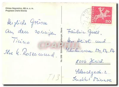 Kościół Negrentino — Prugiasco (Walia Blenio) — Wydawnictwo Engelberger, nr 5766 — Rewers