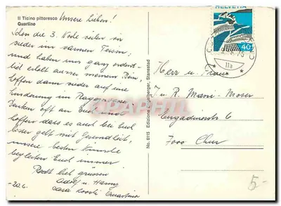 Quartino — widok panoramiczny i kościoł — wydawnictwo Engelberger, nr 6115 — Rewers