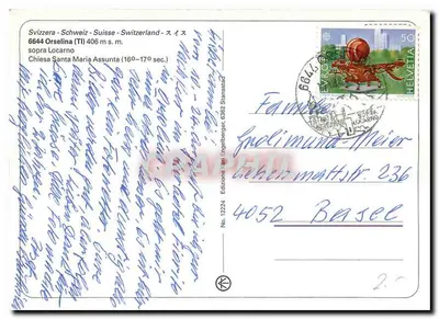Orselina — widok na kościoł Santa Maria Assunta — Wydawnictwo Engelburger, nr 12224 — Rewers