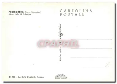 Porto-Ronco (Lago Maggiore) — Vista das ilhas de Brissago — Ed. Foto Pancaldi, Ascona, N° 772 — Verso