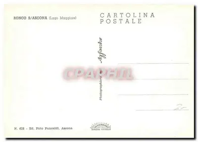 Ronco s/Ascona — Lago Maggiore — Ed. Foto Pancaldi, Ascona, N. 628 — Verso