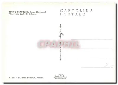 Widok na wyspy Brissago — Ronco S/Ascona (Lago Maggiore) — Ed. Foto Pancaldi, Ascona, N° 621 — Rewers