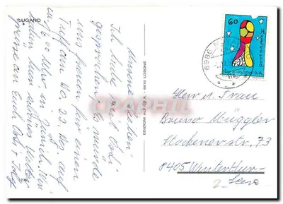 Lugano — widok panoramiczny jeziora — ART LINE — Rewers