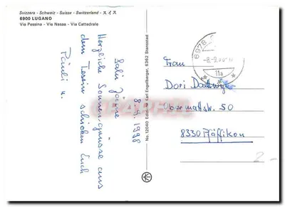 Lugano — widok na rynek i uliczki — Wydanie 12040 — Rewers
