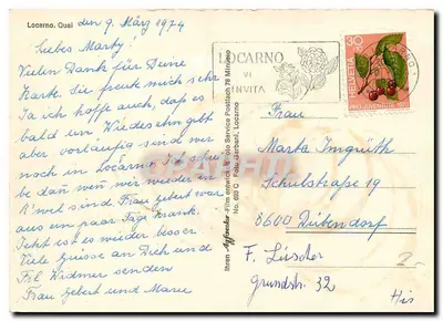 Jezioro Lugano — widok z parku z palmami i kwiatami — Locarno, VI, wydawca Fote Garbani, n° 683 C — Rewers