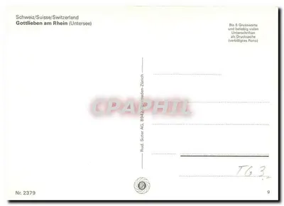 Gottlieben — Saudação de Gottlieben — Rud. Suter AG Zürich Nr. 2379 — Verso