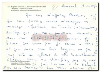 Outubro — mulher varrendo folhas — Verlag Däbritz, Munique, n°533 — Verso