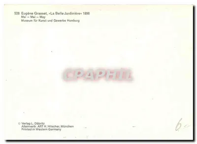Kobieta w ogrodzie — miesiąc maj — Eugène Grasset, seria 528 — Rewers