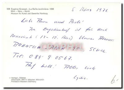 Mars — The Beautiful Gardener — Publisher L. Däbritz, no. 526 — Back