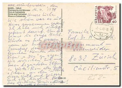 Basel / Bâle — Reno e Catedral — ROWE SA AG — Verso