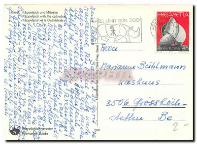 Basel — Käppelijoch und Münster — Reproduktion verboten — Verso