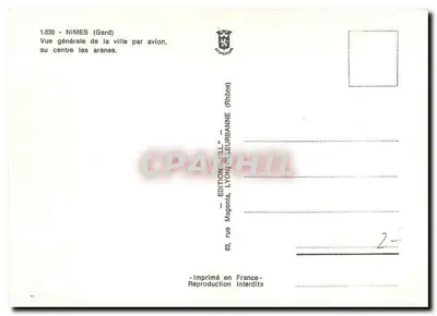 Nîmes (Gard) — Ogólny widok miasta z powietrza, w centrum areny — Édition Magente, Lyon — Rewers
