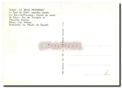 Piękna Prowansja — Most Gard, Baux-de-Provence, Nîmes, Fontvieille — Wydawnictwo S.L. Lyon — Rewers