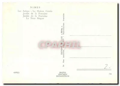 Nîmes — Kolorowe wersje antycznych miejsc — Wydawnictwo Estel — Rewers