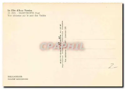 Saint-Tropez — Widok z lotu ptaka na port jachtowy — Wydawnictwo Rella — Rewers