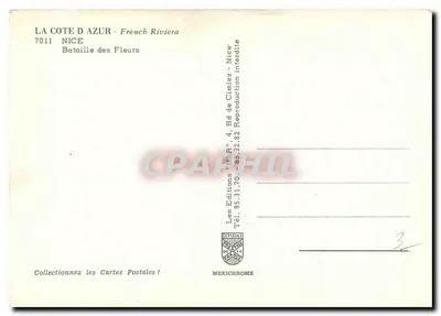 Bataille des Fleurs — Nice — Wydawca: Les Éditions Diplôme — Rewers