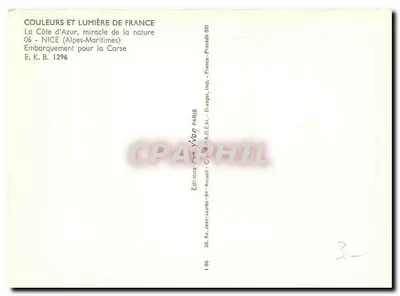 Embarque para a Corse — Nice (Alpes-Maritimes) — Edições Yvón — Verso