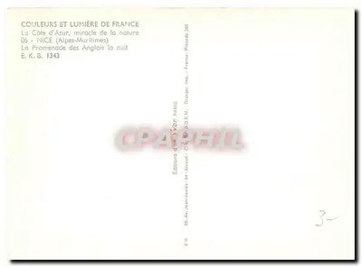 A Promenade dos Ingleses em Nice — noite — Edições d'Art Véron, Paris — Verso