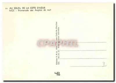 Nizza - Promenade des Anglais di notte — Edizione Y.P.A. Nizza — Verso