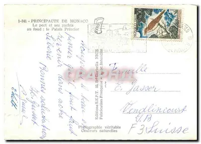 Port Monako — Pałac Królewski w tle — Éditions S.E.P.T. Bagorbella — Rewers