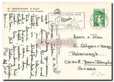 Argelès-sur-Mer — Os rochedos do Racou — Éditions S. Audumaries, n°66 — Verso
