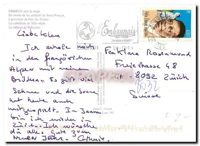Embrun — zimowy widok z zasnowioną góra — Wydawca: Lans 391 — Rewers
