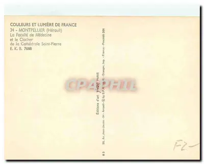 Montpellier (Hérault) — Widok na Uniwersytet Medyczny i Wieżę Katedry Świętego Piotra — Wydawnictwo Jean-Jaures — Rewers